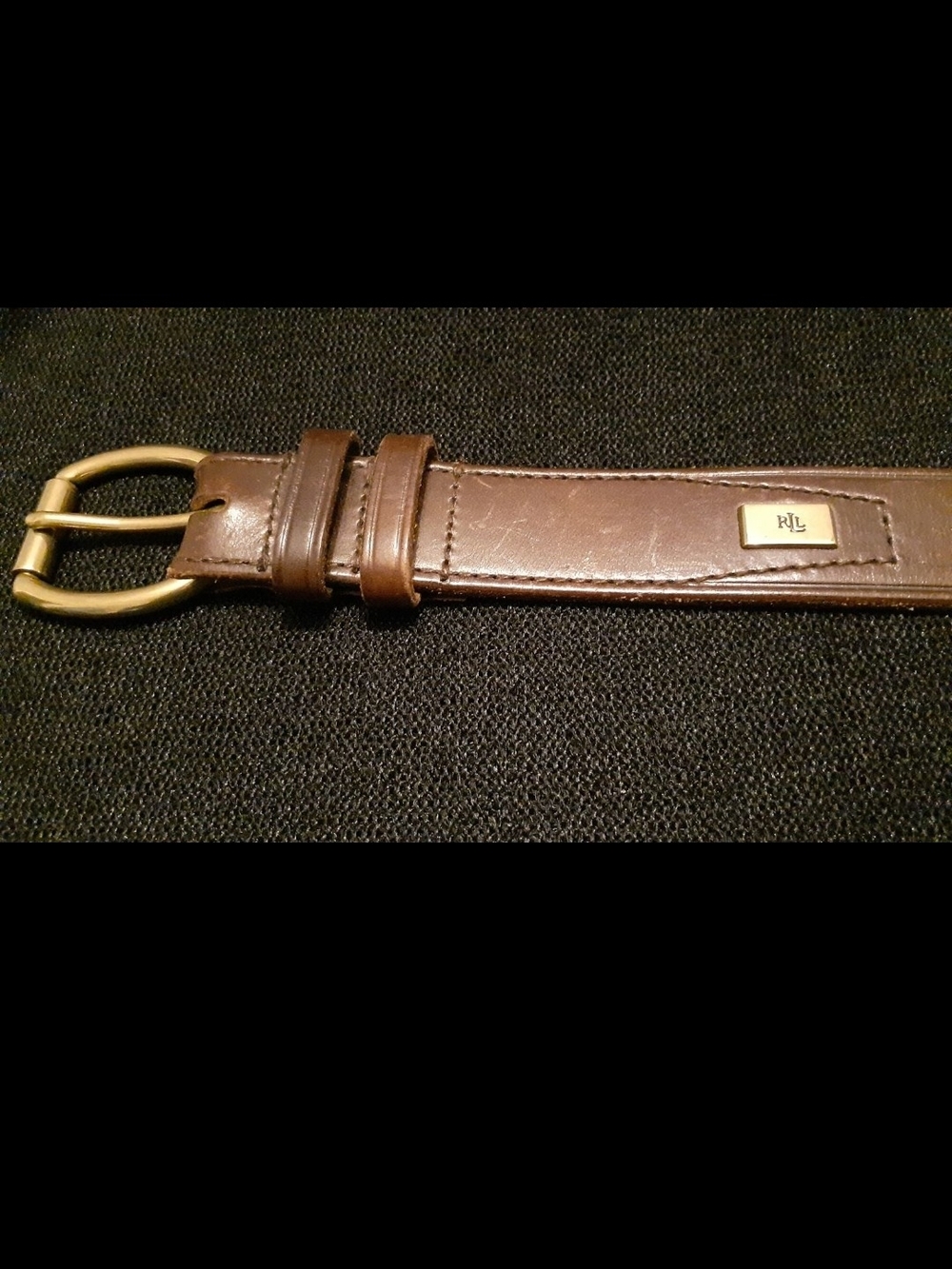 Ralph Lauren Dark Brown Leather Men's Belt with Brass Buckle